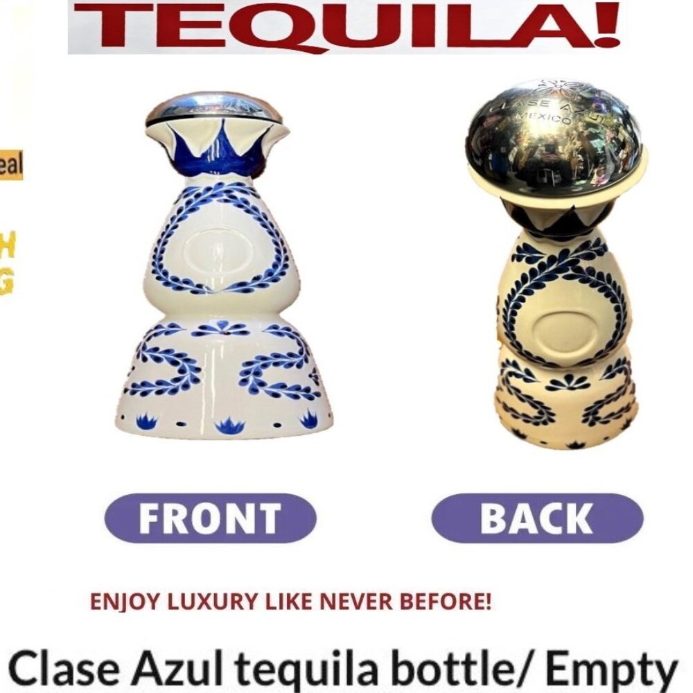 🛑 CLASE AZUL Tequila ➕🆒 EMPTY BOTTLE Painted Reuseable DISPLAY 💸BUY NOW‼️🟢
